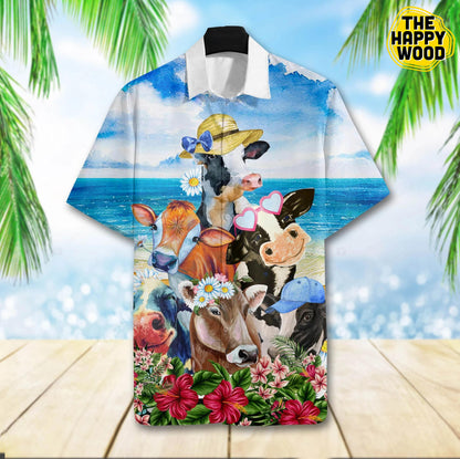 Cute Cow Hawaiian Hawaii Shirt, Hwaiian For Gift