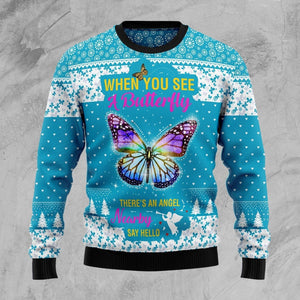 Butterfly Nearby Say Hello Ugly Christmas Sweater,Christmas Gift,Gift Christmas 2022
