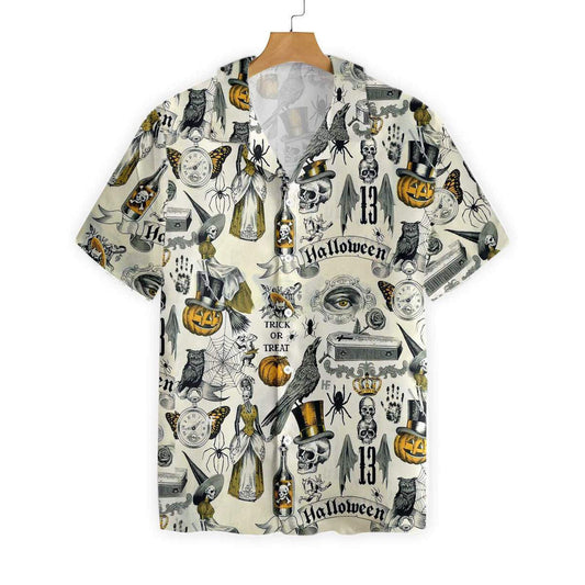 Trickery Halloween Awesome Background Design Hawaiian Shirt,Hawaiian Shirt Gift, Christmas Gift