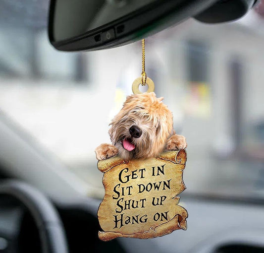 Wheaten Terrier get in two sided ornament, cute ornaments gift for new car, Christmas Decoration