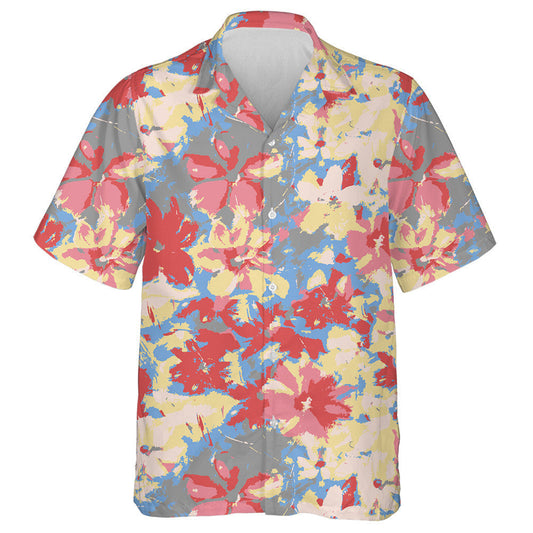 Watercolor Painting Multicolored Floral Camo Military Background Hawaiian Shirt, Hawaiian Shirt Gift, Christmas Gift