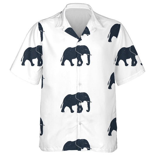 Black Elephant Walking On White Background Hawaiian Shirt, Hawaiian For Gift