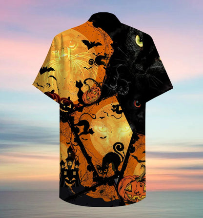 Black Cat Halloween Hawaiian Shirt,Hawaiian Shirt Gift, Christmas Gift