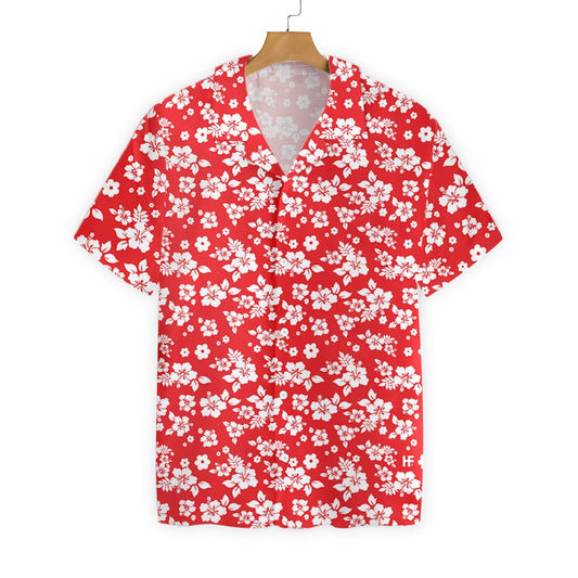 Flower On Red Background Design Hawaiian Shirt,Hawaiian Shirt Gift, Christmas Gift