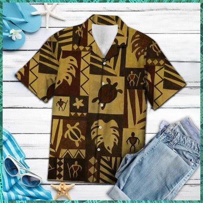 Turtar Mara Dúchasach khaki Agus Léine Haváí Patrún Donn, Bronntanas Léine Haváíais, Bronntanas Nollag