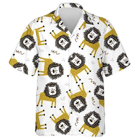 Lion Greannmhar ar Chúlra Bán Léine Haváí, Bronntanas Léine Haváí, Bronntanas Nollag