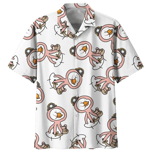 Cartoon Duck Background Design Hawaiian Shirt, Hawaiian For Gift