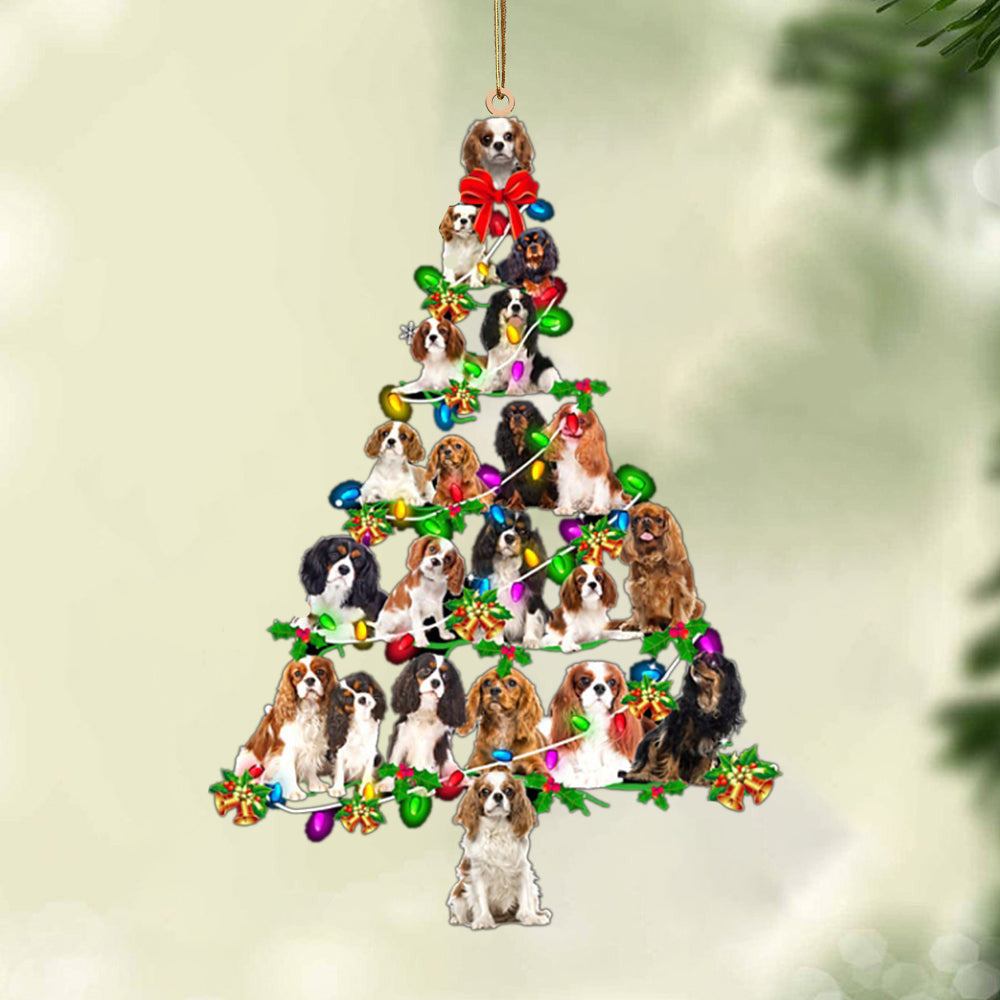 Cavalier King Charles Spaniel-Christmas Tree Lights-Two Sided Christmas Plastic Hanging Ornament, Happy Christmas Ornament, Christmas Gift, Christmas Decoration