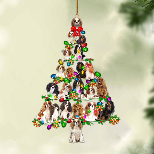 Cavalier King Charles Spaniel-Christmas Tree Lights-Two Sided Christmas Plastic Hanging Ornament, Happy Christmas Ornament, Christmas Gift, Christmas Decoration