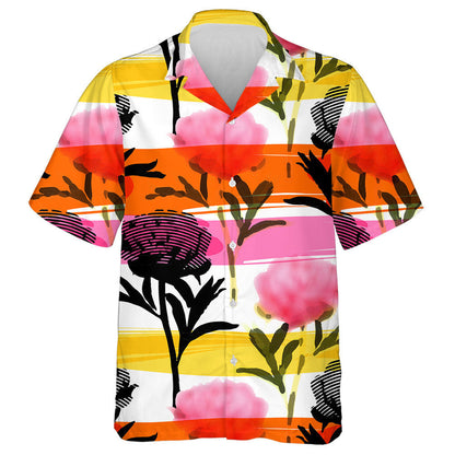 Watercolor Abstract Flowers Branches Colorful Background Design Hawaiian Shirt, Hawaiian Shirt Gift, Christmas Gift