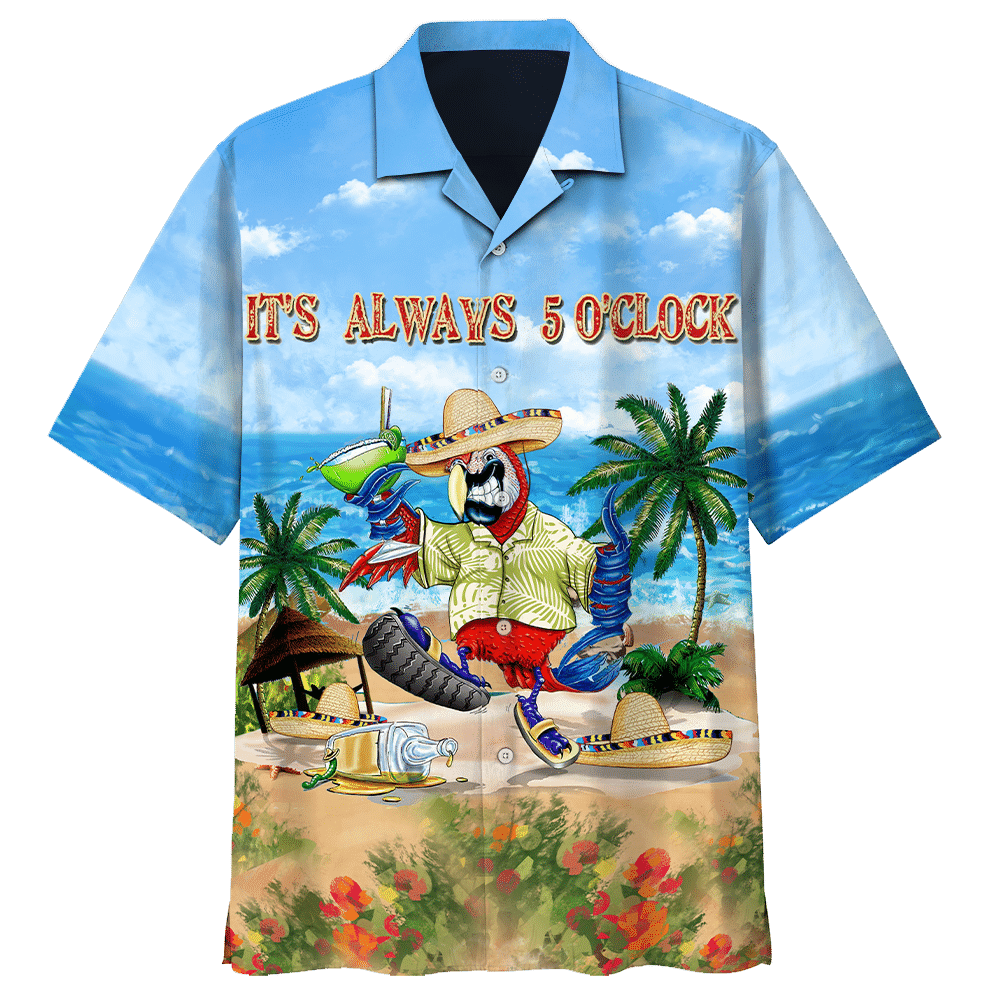 Parrot On The Beach Design Hawaiian Shirt,Hawaiian Shirt Gift, Christmas Gift