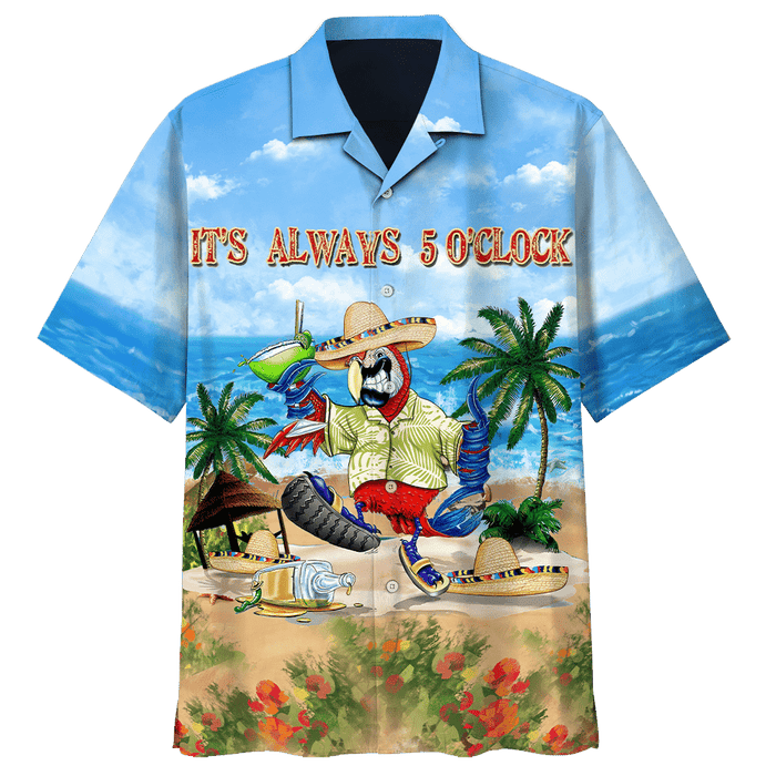 Parrot On The Beach Design Hawaiian Shirt,Hawaiian Shirt Gift, Christmas Gift