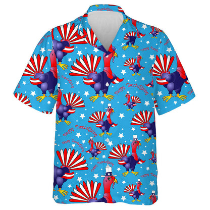 Happy Thanksgiving Cartoon Tturkey With National Flag Hawaiian Shirt, Hawaiian Shirt Gift, Christmas Gift