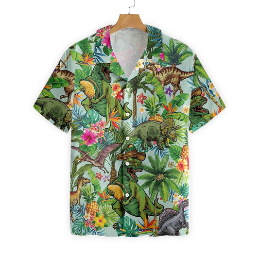 Prehistoric Creature Tropical Dinosaur Hawaiian Shirt,Hawaiian Shirt Gift, Christmas Gift