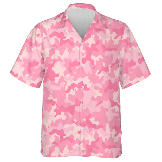 Watercolor Girly Camo Pink Textured Military Pattern Hawaiian Shirt, Hawaiian Shirt Gift, Christmas Gift