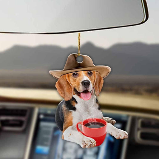 Beagle Agus Caife Ornáide Mica Dhá Sleamhnán, Bronntanas Ornáide Nollag, Bronntanas Nollag, Maisiú Nollag