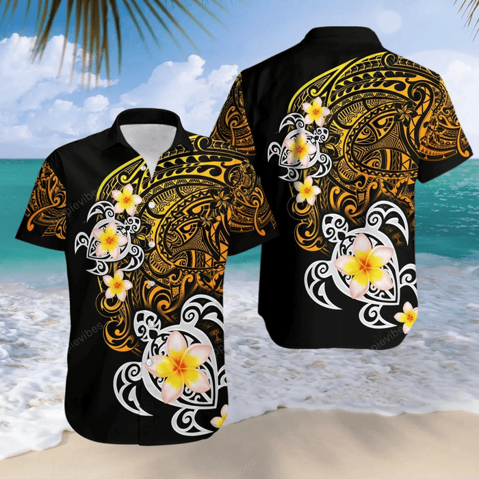 Amazing Polynesian Golden Maori Tattoo Black Theme Hawaiian Shirt, Hawaiian Shirt Gift, Christmas Gift