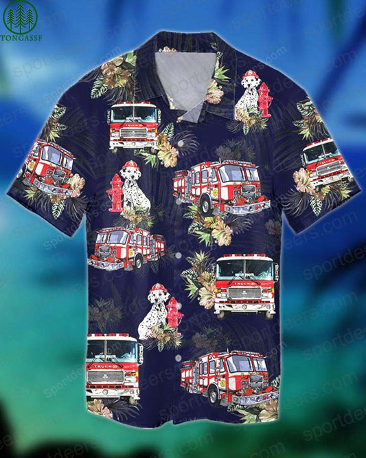 FIREFIGHTER DOG TROPICAL hawaiian shirt_ Hawaiian Shirt Gift, Christmas Gift
