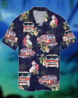 FIREFIGHTER DOG TROPICAL hawaiian shirt_ Hawaiian Shirt Gift, Christmas Gift