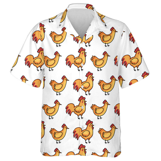 Red And Orange Chicken Rooster And Hen Hawaiian Shirt, Hawaiian Shirt Gift, Christmas Gift