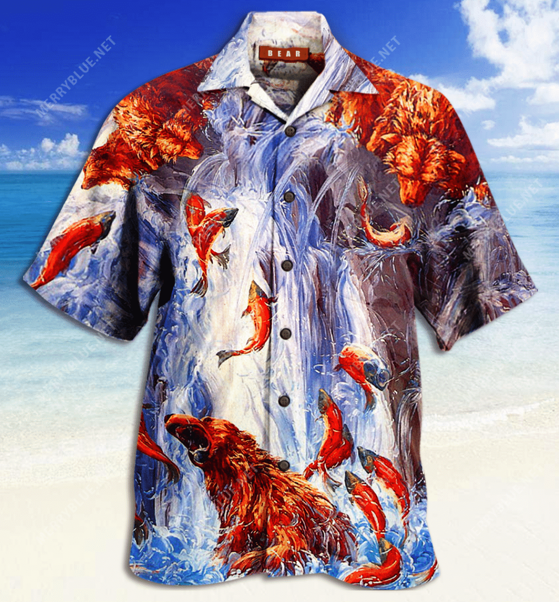 Fighting In Waterfall Unisex Hawaiian Shirt_Hawaiian Shirt Gift, Christmas Gift
