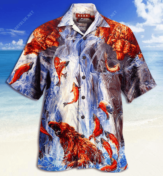 Fighting In Waterfall Unisex Hawaiian Shirt_Hawaiian Shirt Gift, Christmas Gift