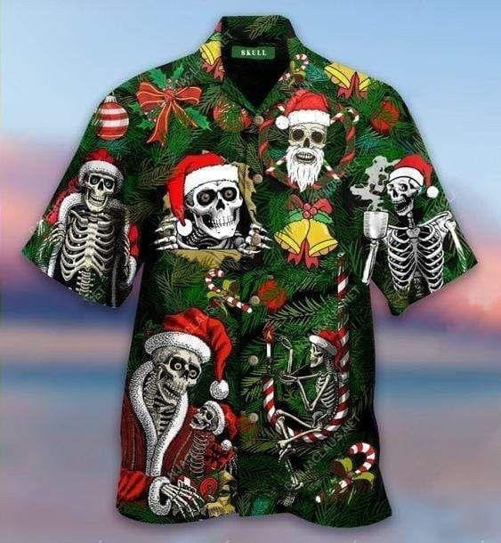 Scary Merry Christmas Skull Santa Design Hawaiian Shirt, Hawaiian Shirt Gift, Christmas Gift