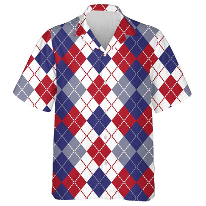 Patrún Patriotic Dearg Bán Agus Gorm Argyle Léine Haváís, Bronntanas Léine Haváís, Bronntanas Nollag