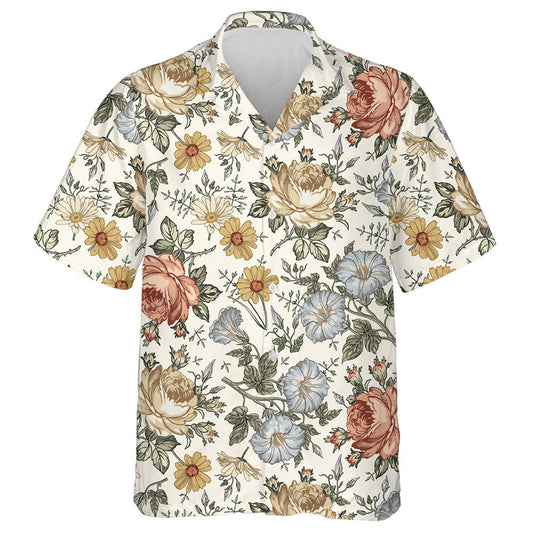 Rose Petunia Wildflowers Beautiful Fabric Blooming Design Hawaiian Shirt, Hawaiian Shirt Gift, Christmas Gift