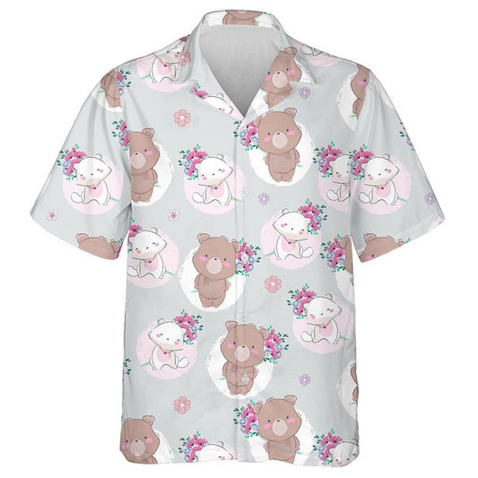 Happy Day For Little Bear And Cat Hawaiian Shirt, Hawaiian Shirt Gift, Christmas Gift