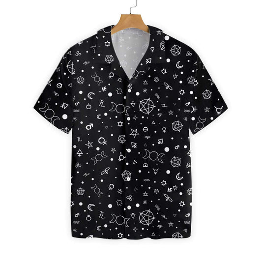 Cute Occult Symbols Wicca Black Theme Hawaiian Shirt,Hawaiian Shirt Gift, Christmas Gift