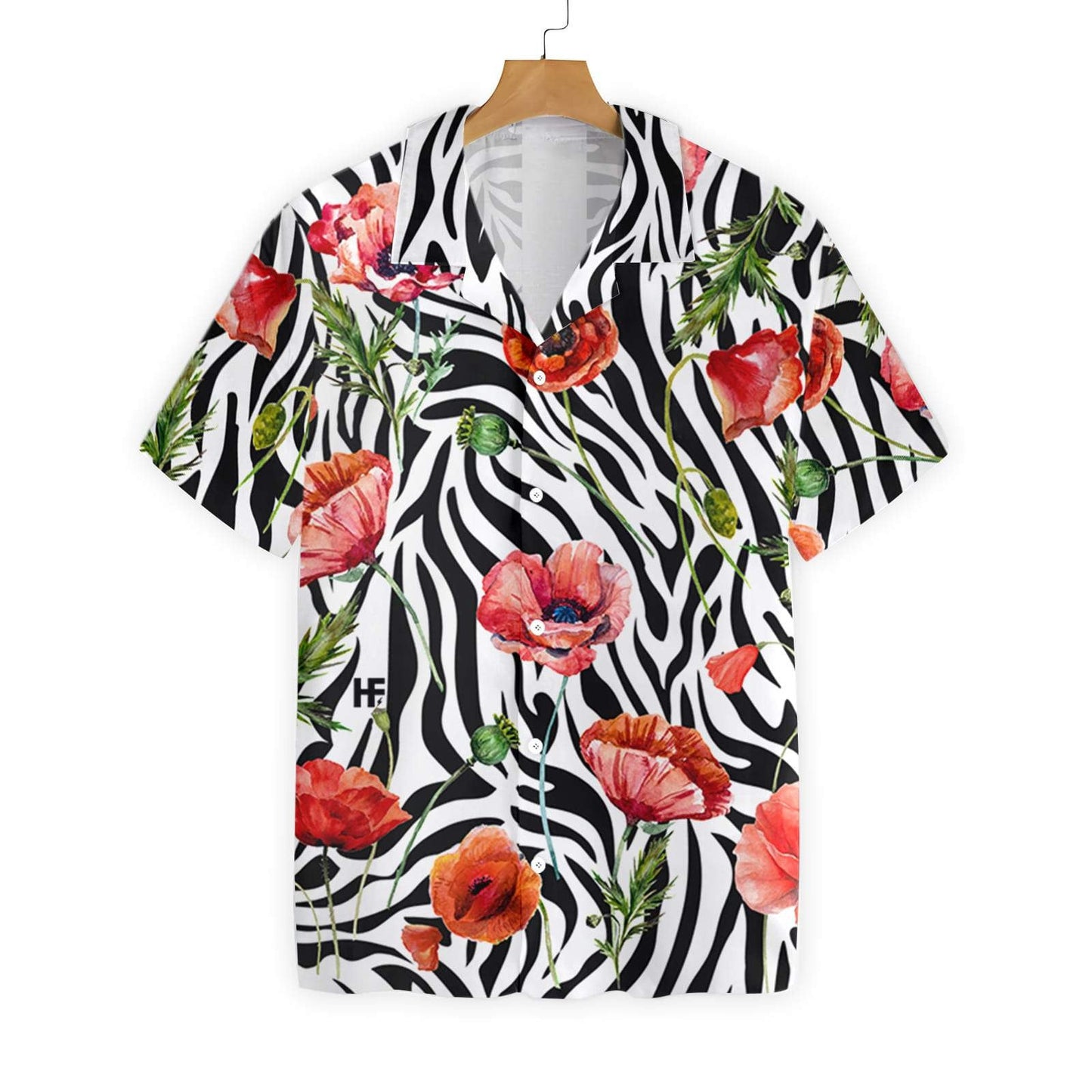 Poppy Zebra Watercolor Painting Art Pattern Hawaiian Shirt,Hawaiian Shirt Gift, Christmas Gift