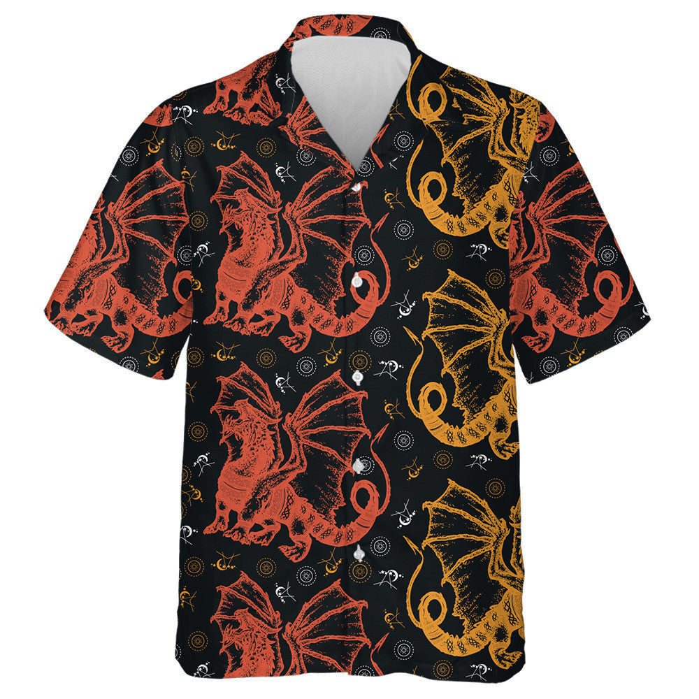 Strong Dragon With Celtic Ornament Vintage Background Hawaiian Shirt, Hawaiian Shirt Gift, Christmas Gift