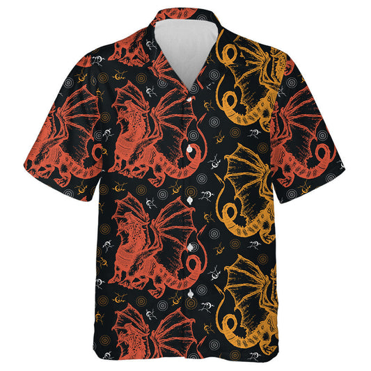 Strong Dragon With Celtic Ornament Vintage Background Hawaiian Shirt, Hawaiian Shirt Gift, Christmas Gift