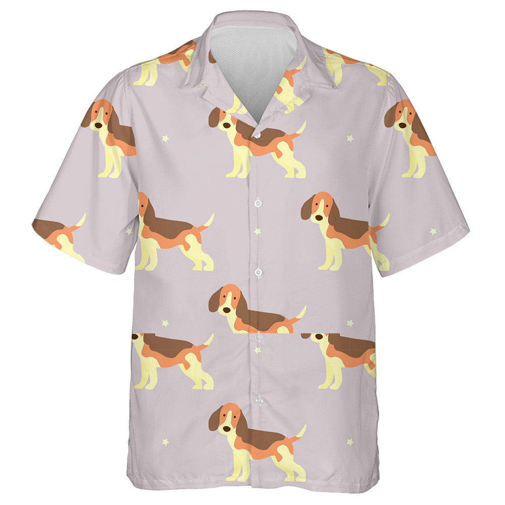 Pink Stars With Cute Beagles Dogs Hawaiian Shirt,Hawaiian Shirt Gift, Christmas Gift