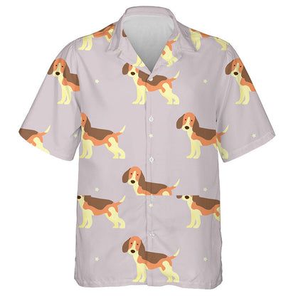 Pink Stars With Cute Beagles Dogs Hawaiian Shirt,Hawaiian Shirt Gift, Christmas Gift