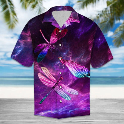 Blue And Purple Lightning With Dragonfly Design Hawaiian Shirt, Hawaiian Shirt Gift, Christmas Gift