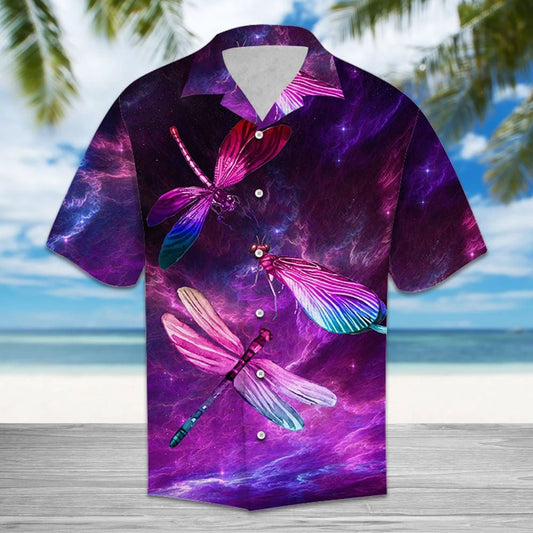 Blue And Purple Lightning With Dragonfly Design Hawaiian Shirt, Hawaiian Shirt Gift, Christmas Gift