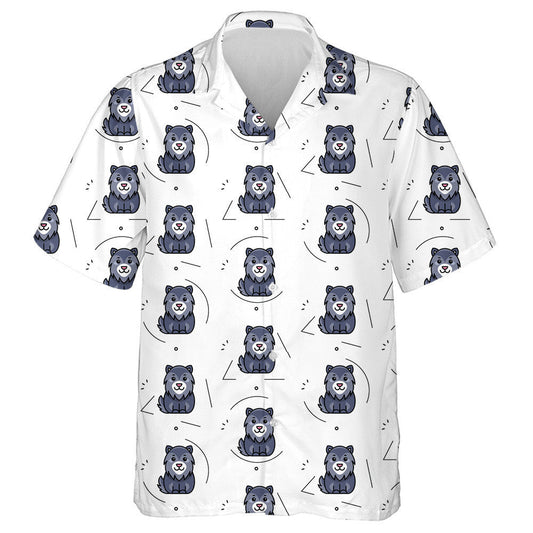 Icon Design With Wolfs On White Hawaiian Shirt, Hawaiian For Gift