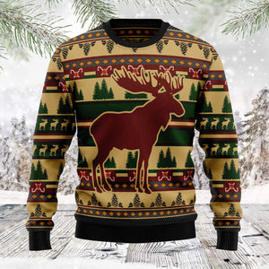 Moose Pattern unisex womens & mens, couples matching, friends, moose lover, funny family ugly christmas holiday sweater gifts,Christmas Ugly Sweater