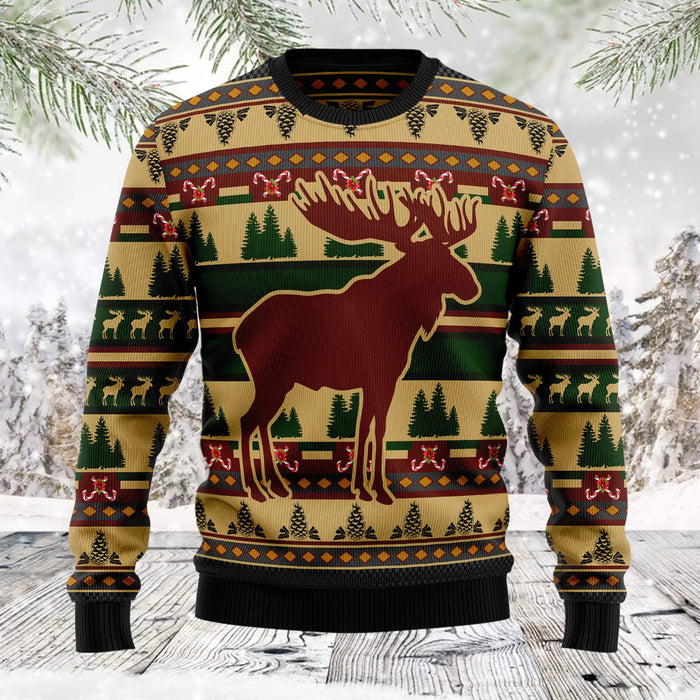 Moose Pattern unisex womens & mens, couples matching, friends, moose lover, funny family ugly christmas holiday sweater gifts,Christmas Ugly Sweater