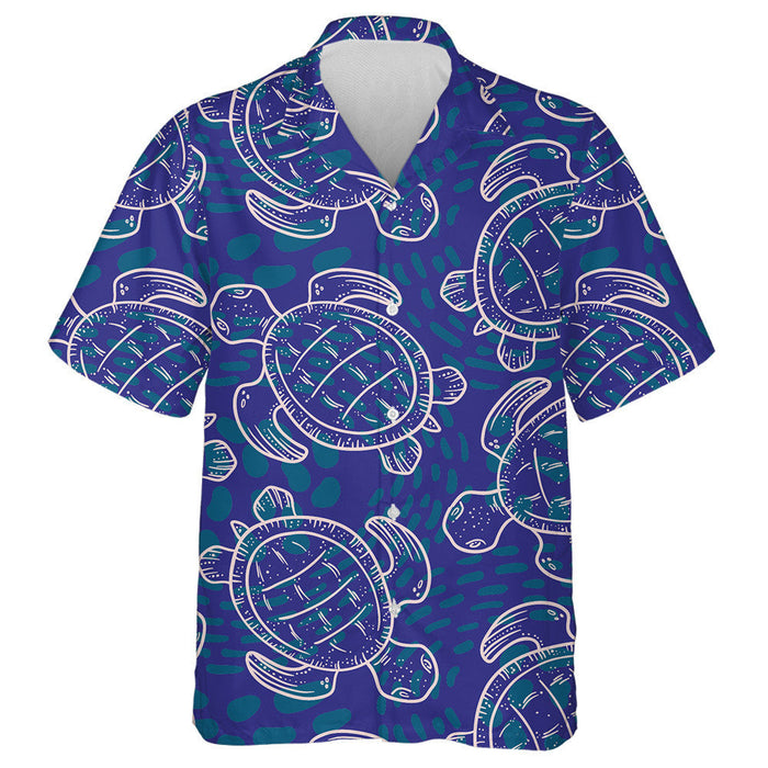 Abstract Ocean Tropical Turtle In Blue Hawaiian Shirt, Hawaiian Shirt Gift, Christmas Gift