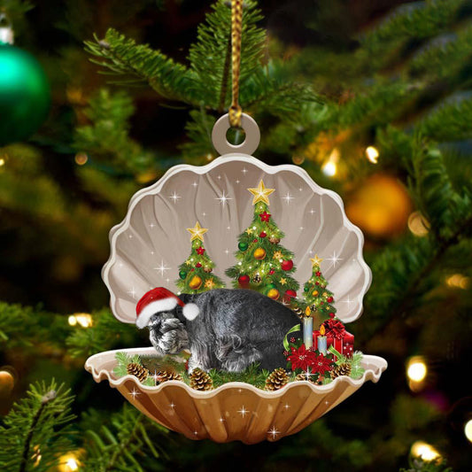 Cute Standard Schnauzer Sleeping in Pearl Dog Christmas Ornament Flat Acrylic,Christmas Gift,Christmas Decoration