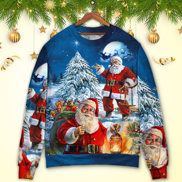 Christmas Santa Claus Story Nights Christmas Is Coming Painting Style Ugly Christmas Sweater, Christmas Gift, Gift Christmas 2024