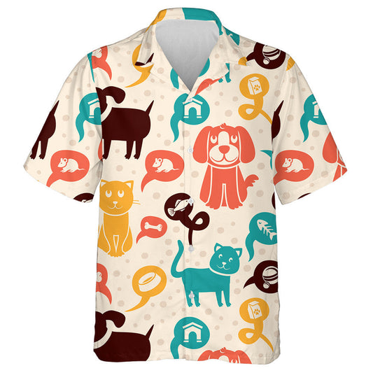 Cartoon With Dream Of Funny Cats And Dogs Hawaiian Shirt, Hawaiian Shirt Gift, Christmas Gift