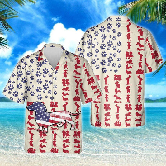 Dachshund Dog American Hawaiian Shirt, Hwaiian For Gift