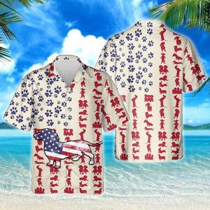 Dachshund Dog American Hawaiian Shirt, Hwaiian For Gift