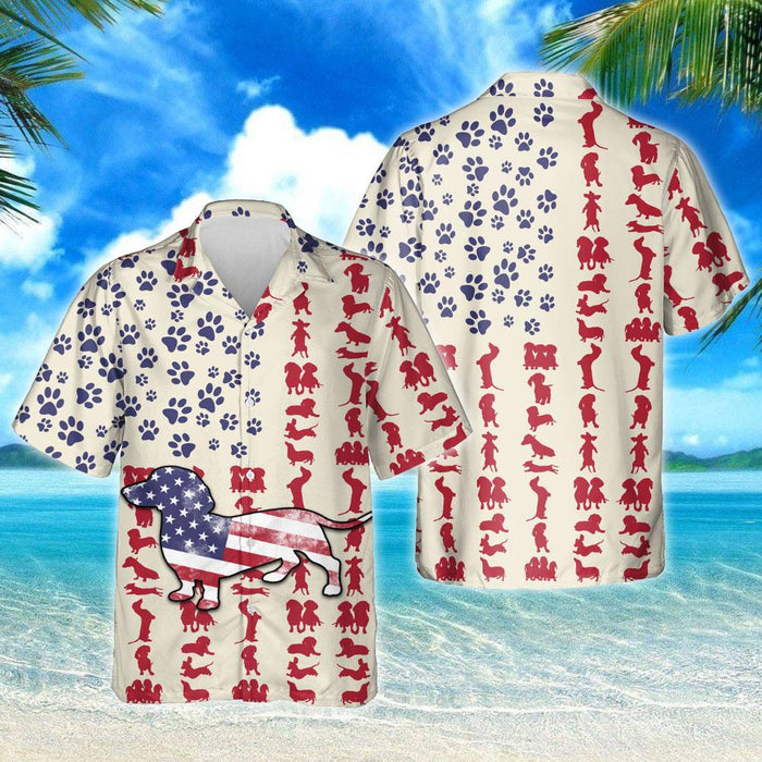 Dachshund Dog American Hawaiian Shirt, Hwaiian For Gift