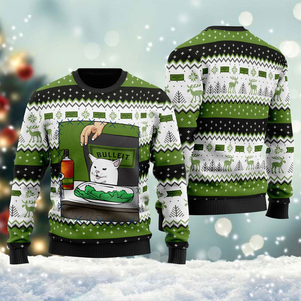 Bulleit Rye Whiskey Cat Meme Christmas Ugly Sweater,Christmas Gift,Gift Christmas 2022