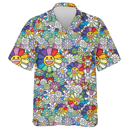 Aghaidh miongháire lus na gréine tuar ceatha gleoite Léine Haváís Stíl Doodle, Bronntanas Léine Haváís, Bronntanas Nollag